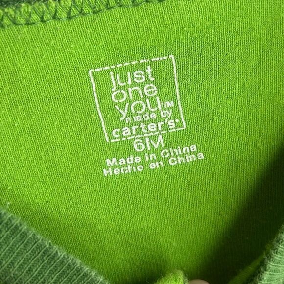 5 for $25🔥6 Months Carter's Striped Green Monster Theme Footie Pajama Jumpsuit - Picture 4 of 5